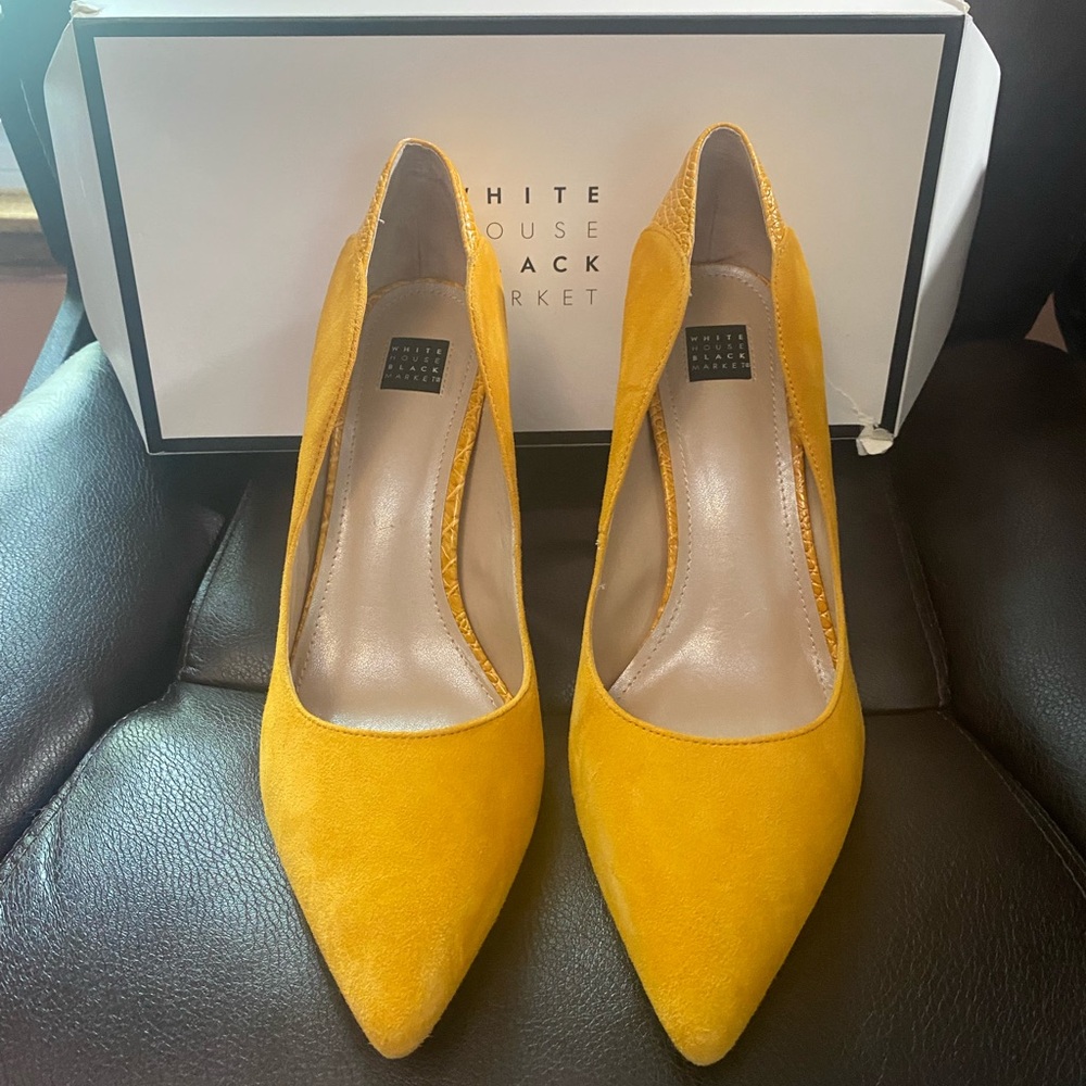 White House Black Market Mustard Heels